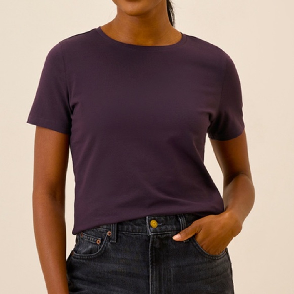 Pact Organic Luxe Stretch Jersey Slim Tee Plum Size S